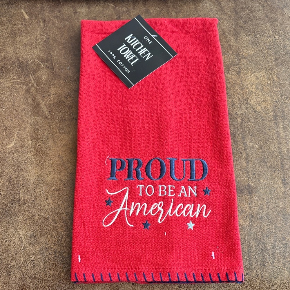 Proud to Be an American Red Kitchen Towel New 100% Cotton Hand Towel 4th of July